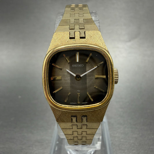 Seiko Watch Women 19mm Brown Dial Gold Tone Rectangle Manual Wind Runs 11-3949 00