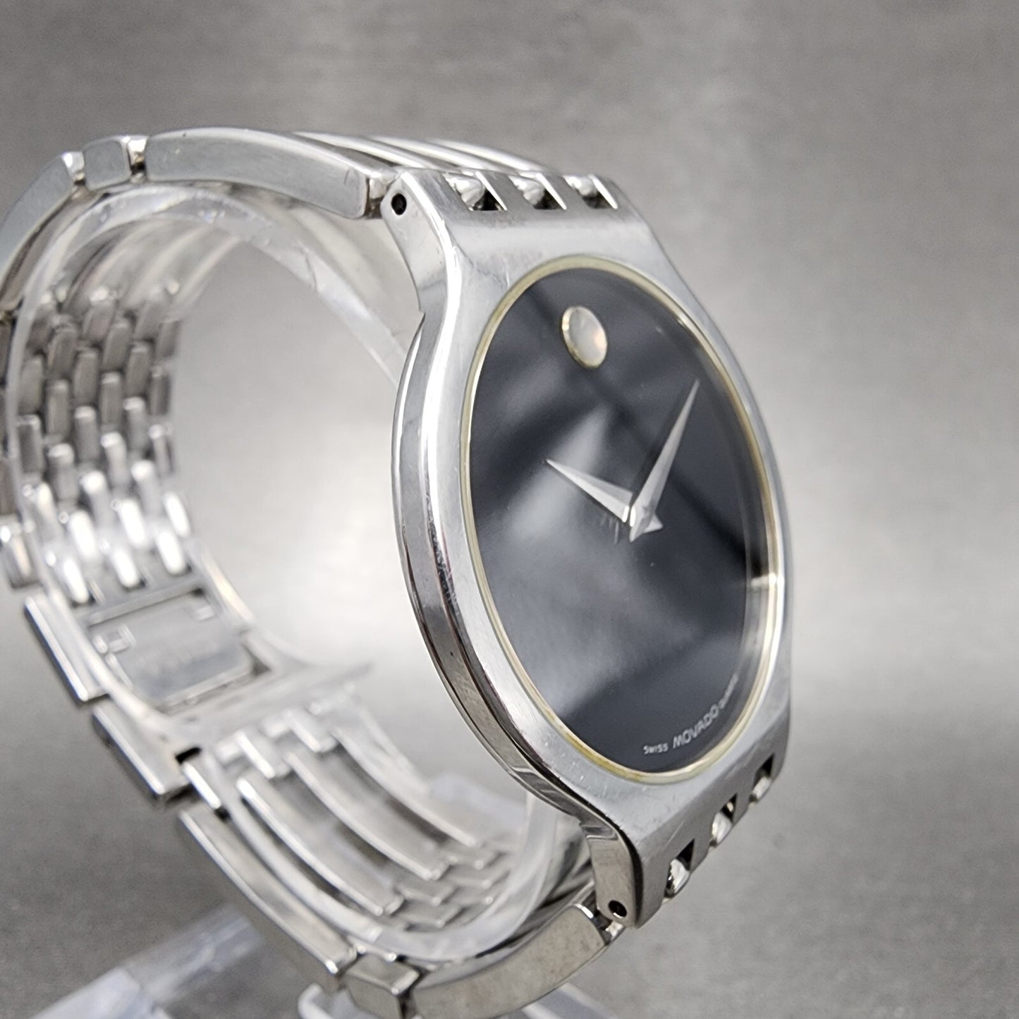 Movado Esperanza Watch Men 32mm Black Dial Stainless Steel Round New Battery3