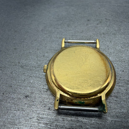 Gucci 3000L Watch Women 26mm Red Green Dial Gold Plated Round Leather New BattA513