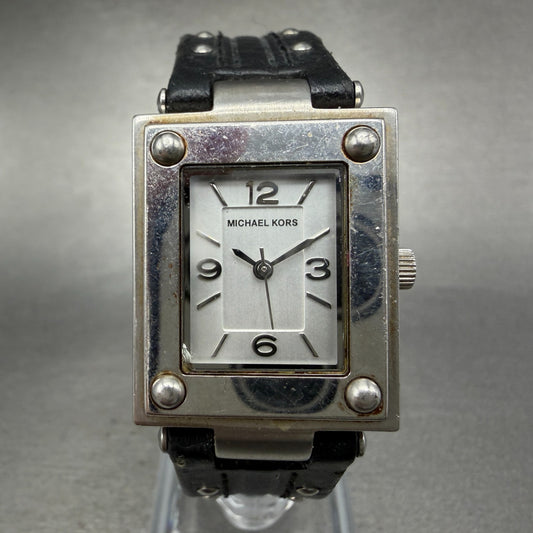 Michael Kors Watch Women 24mm Silver Dial Steel Rectangle MK-4085 New Battery0