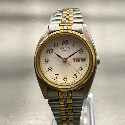 Seiko Watch Women 24mm White Dial Two Tone Daydate Round 7N83-0011 New Battery0
