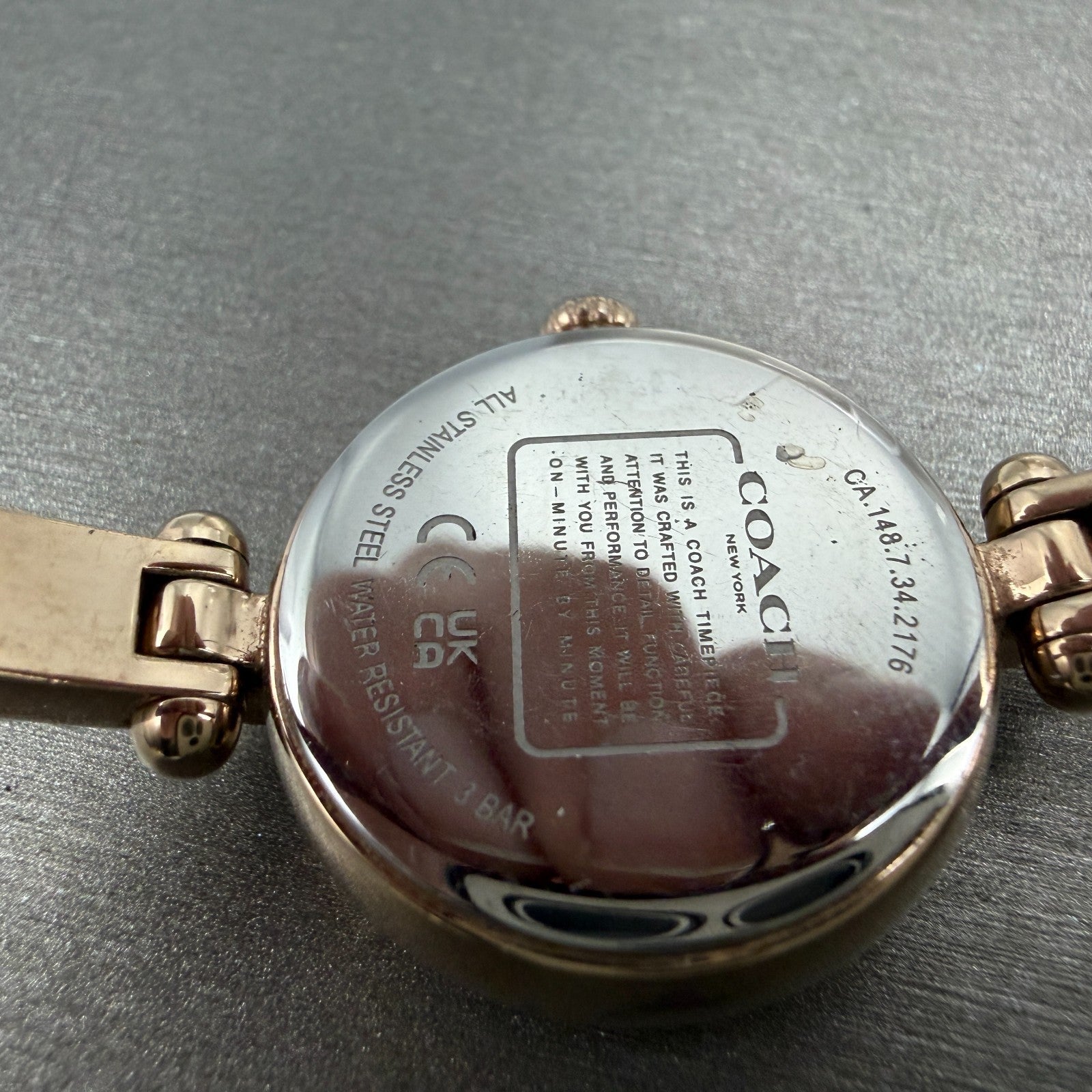 Coach Cary Watch Women MOP Dial Rose Gold Tone Bangle  New Battery9