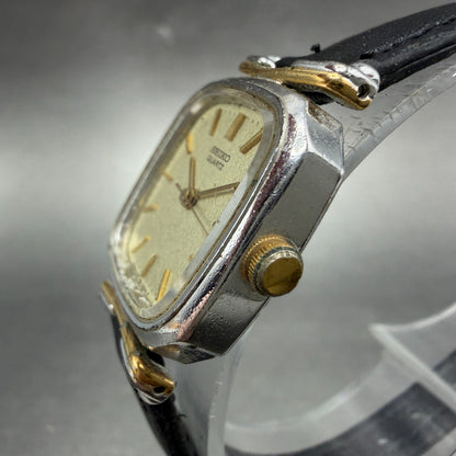 Seiko Watch Women 21mm Champagne Dial Two Tone Rectangle 1421-5400 New Battery2