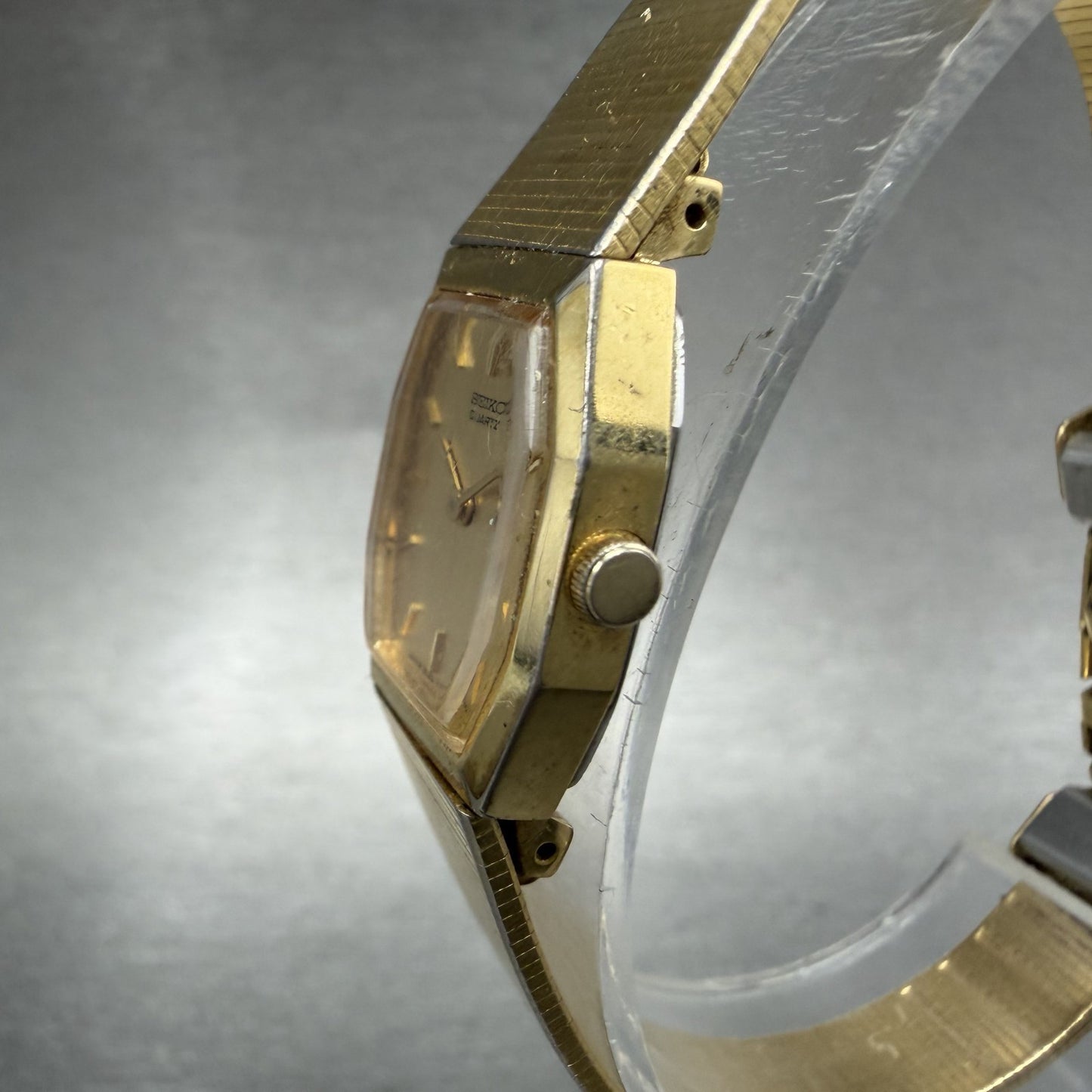 Seiko Watch Women 18mm Gold Dial Gold Tone Octagon 2C20-5840 New Battery VTG NMP2