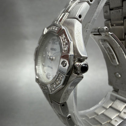 Seiko Coutura Watch Women 23mm Silver Dial Silver Tone 1n01-0le0 New Battery ABC2
