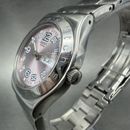 Swatch Irony Ciel Clair Watch Women 33mm Pink Dial Steel Daydate Round New batt2