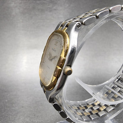 Movado Watch Women 21mm Silver Dial Two Tone Rectangle 88-25-427 PARTS