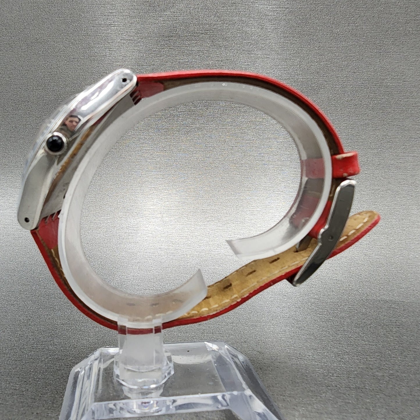 Swatch Irony Happy Joe Red Watch Men 37mm Red Dial Steel Date Round New Battery6