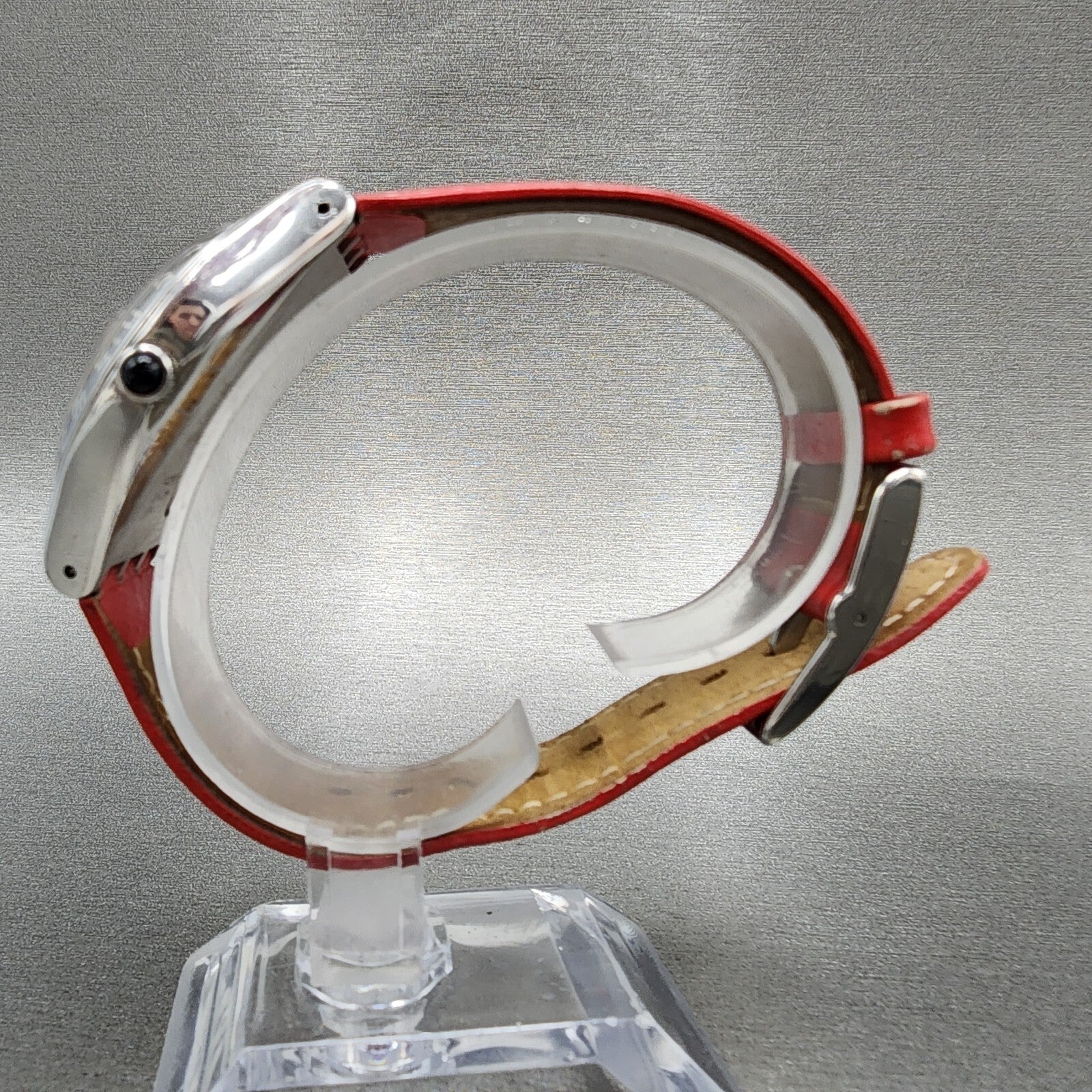 Swatch Irony Happy Joe Red Watch Men 37mm Red Dial Steel Date Round New Battery6