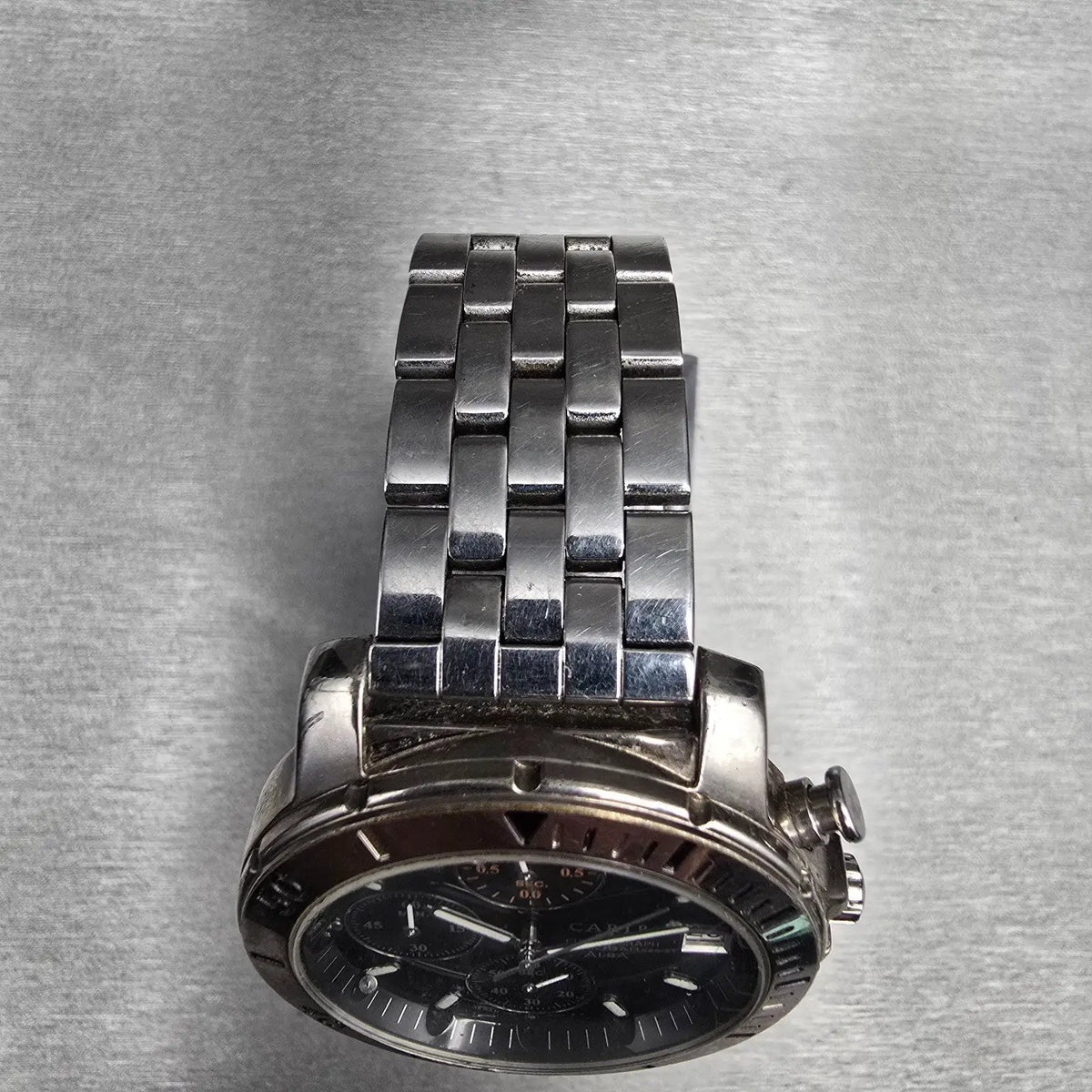 Alba Carib Chronograph Watch Men 38mm Black Dial Silver Tone V657-6000 New Batt4