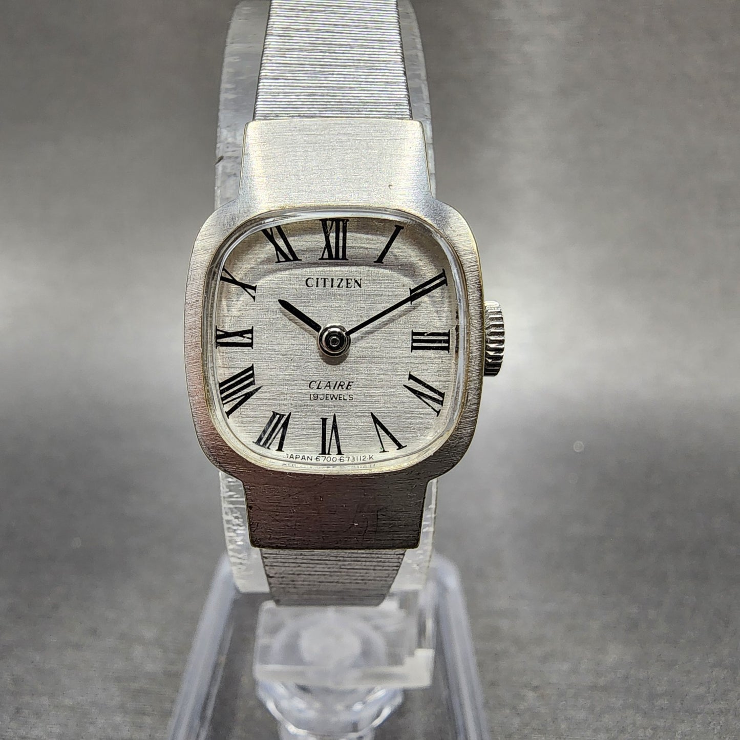 Citizen Claire Watch Women 17mm Silver Dial White Gold Plated Manal Wind  Runs0