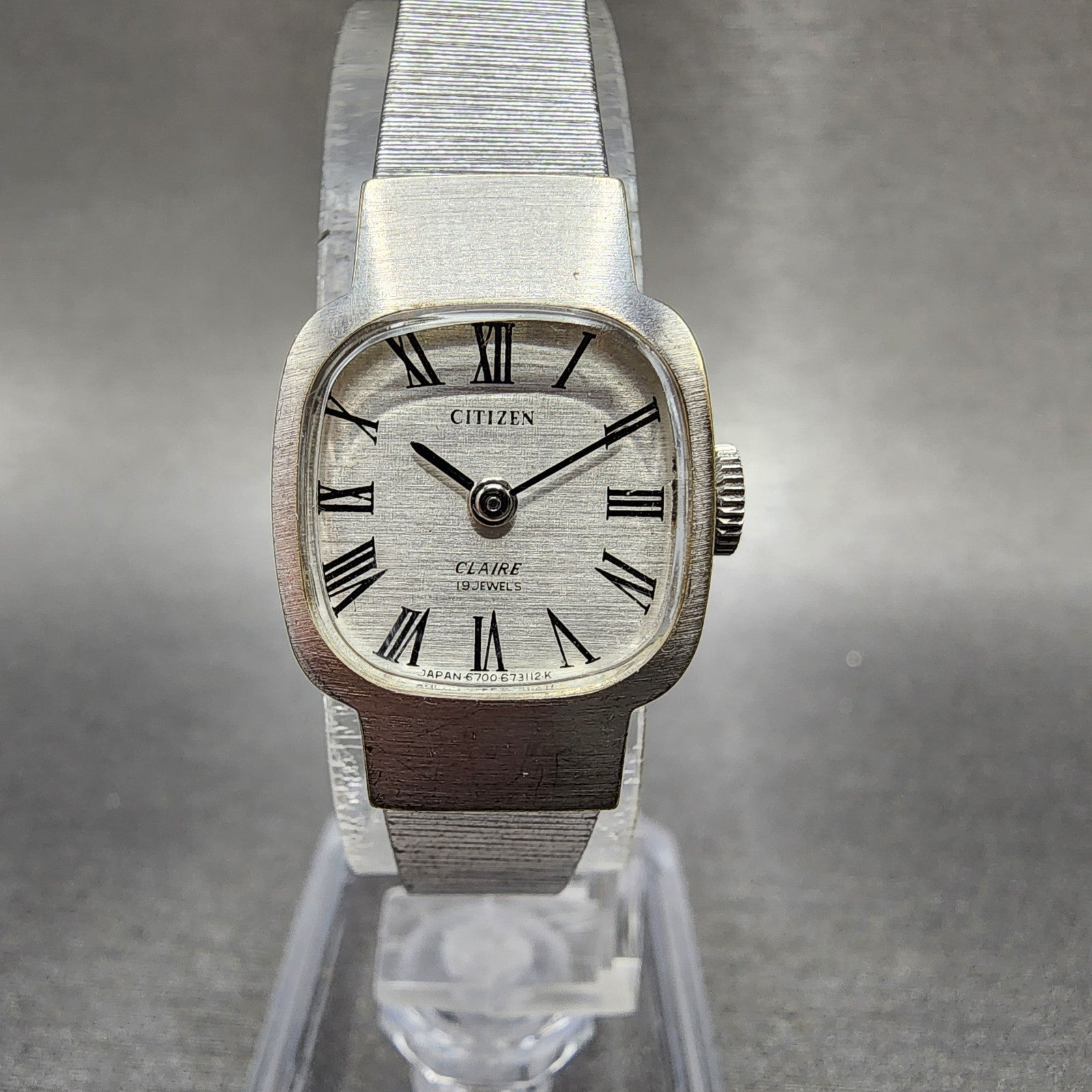 Citizen Claire Watch Women 17mm Silver Dial White Gold Plated Manal Wind  Runs0