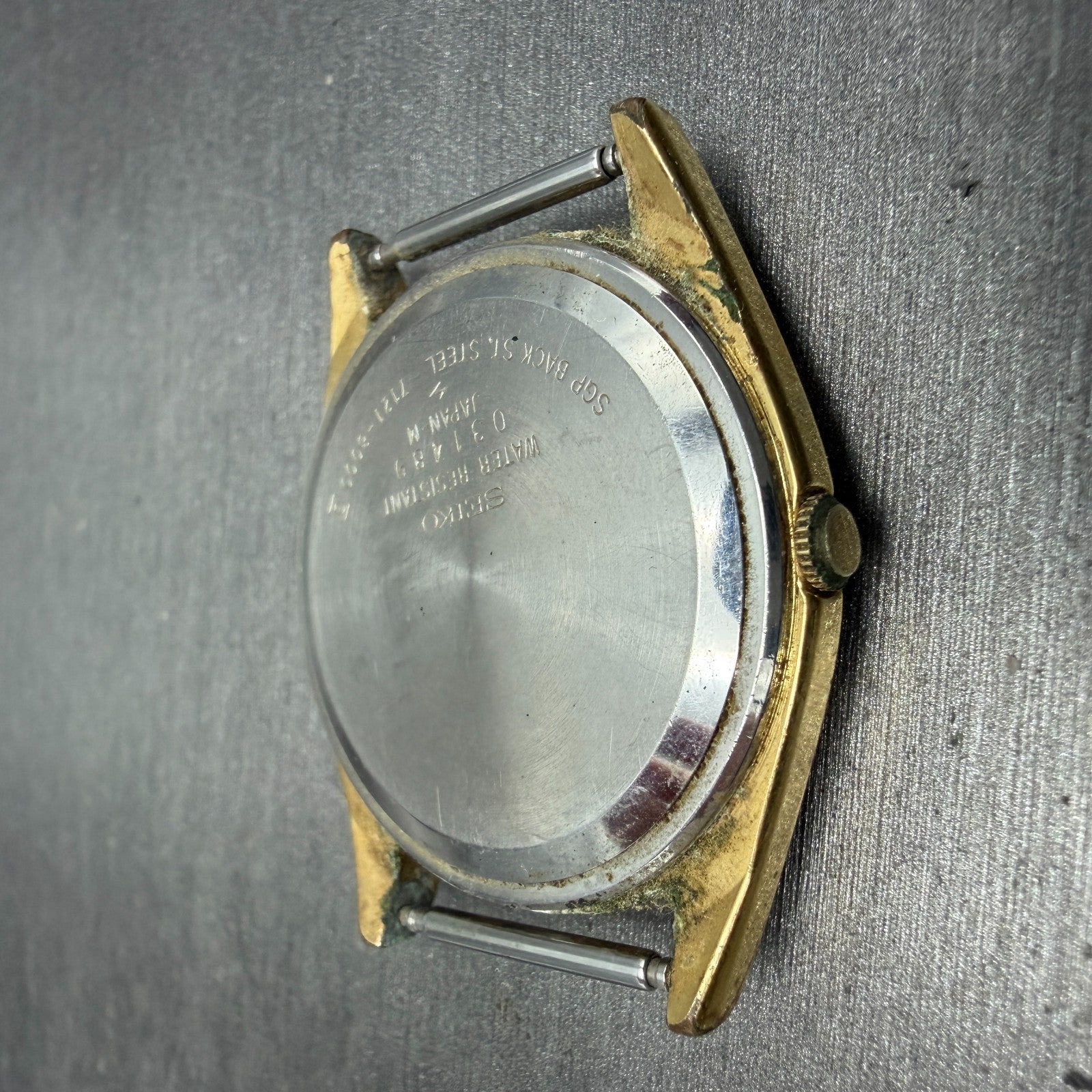 Seiko Watch Men 36mm Champagne Dial Gold Tone Round 7121-8000 New Battery VTG9