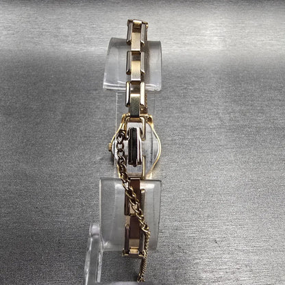 Seiko Watch Women 20mm Black Dial Gold Tone Round 8Y21-0020 New Battery Vintage7