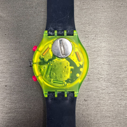 Swatch Chrono Grand Prix Watch Men 37mm Blue Dial Yellow Case SCJ101 New Battery8