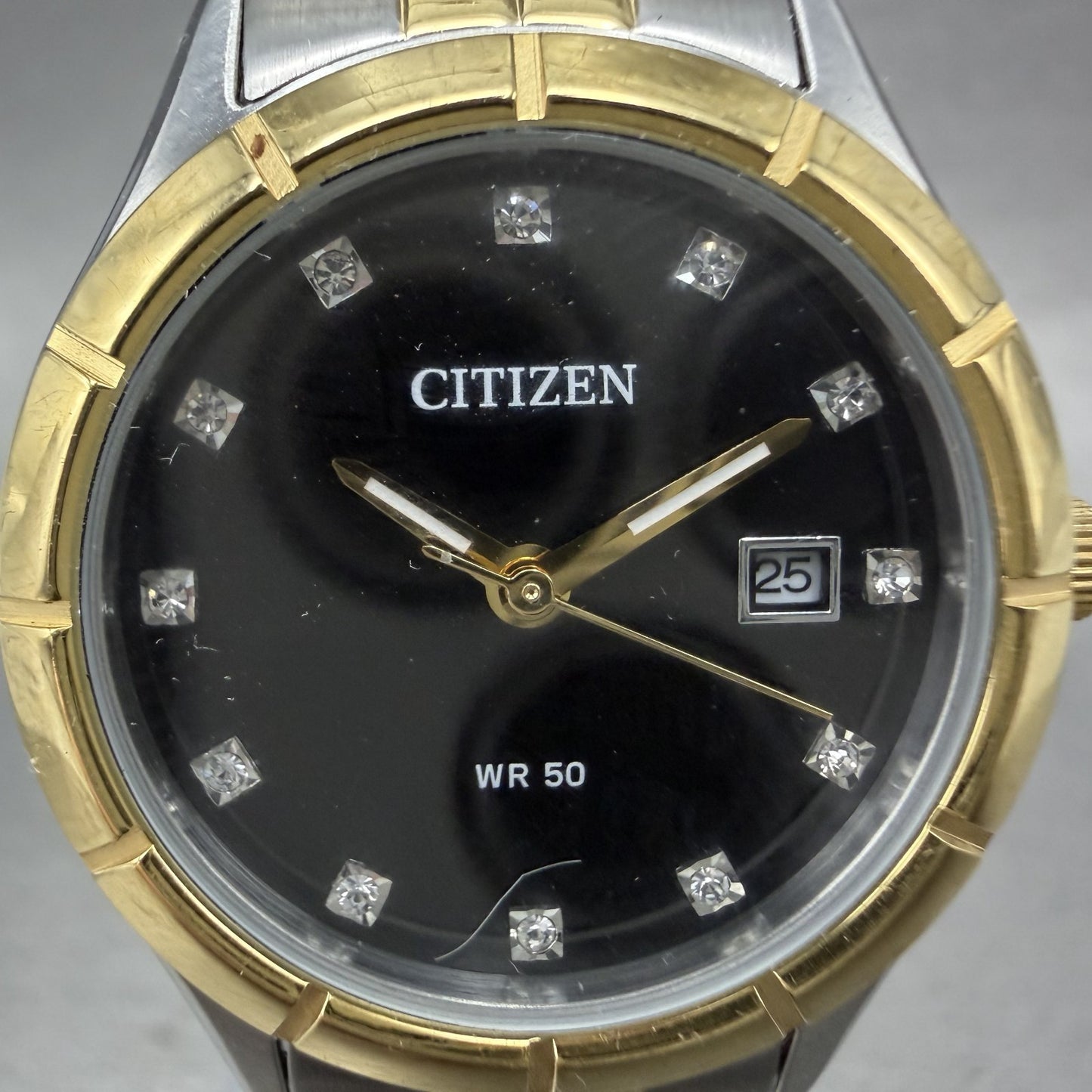 Citizen Watch Women 28mm Black Dial Two Tone Date Round EU6044-51E New Battery1