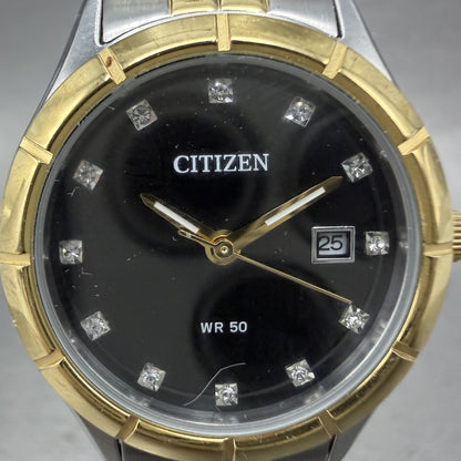 Citizen Watch Women 28mm Black Dial Two Tone Date Round EU6044-51E New Battery1