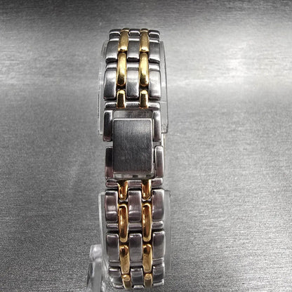 Seiko Tank Watch Women 17mm White Dial Two Tone Rectangle 4N00-F170 New Battery7