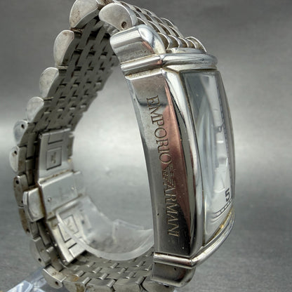 Emporio Armani Chronograph Watch Men 30mm Silver Dial Steel Date AR-0294 NewBatt3