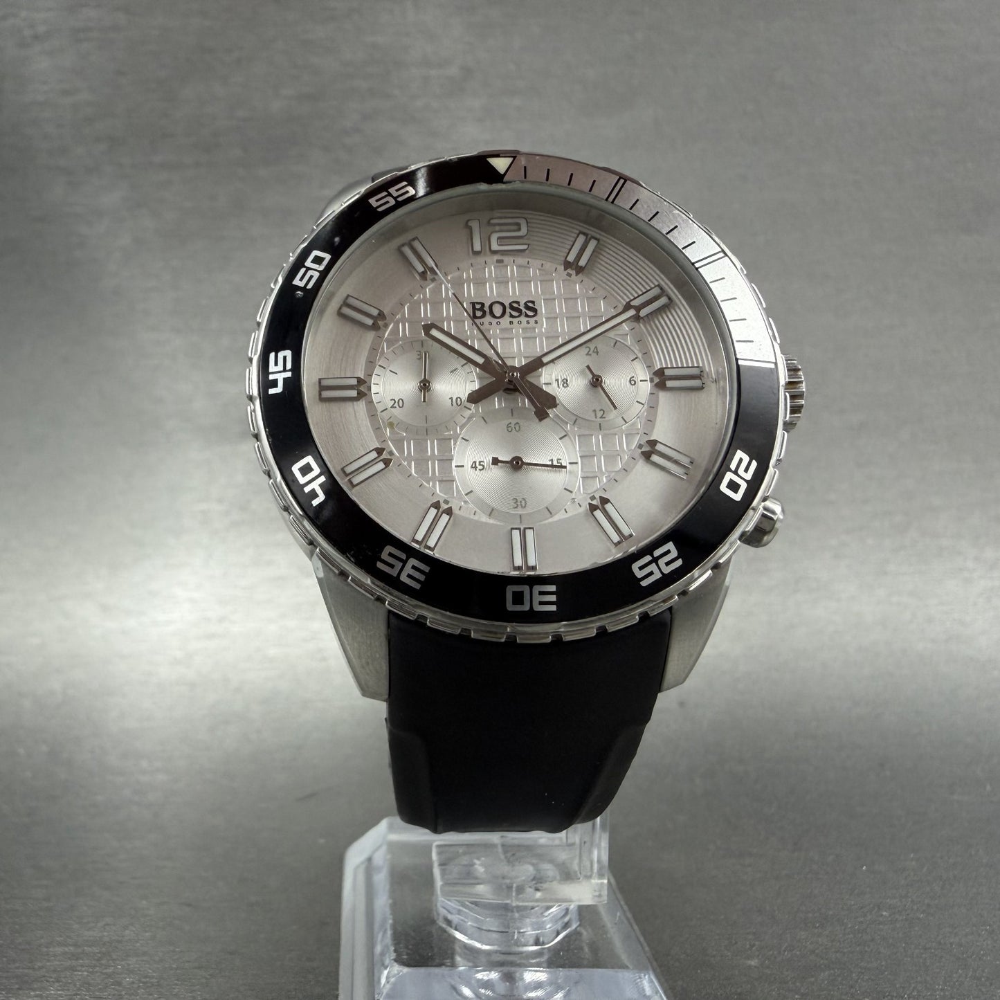 Hugo Boss  Deep Blue Chronograph Watch Men 44mm White Dial Steel Date New Batt5