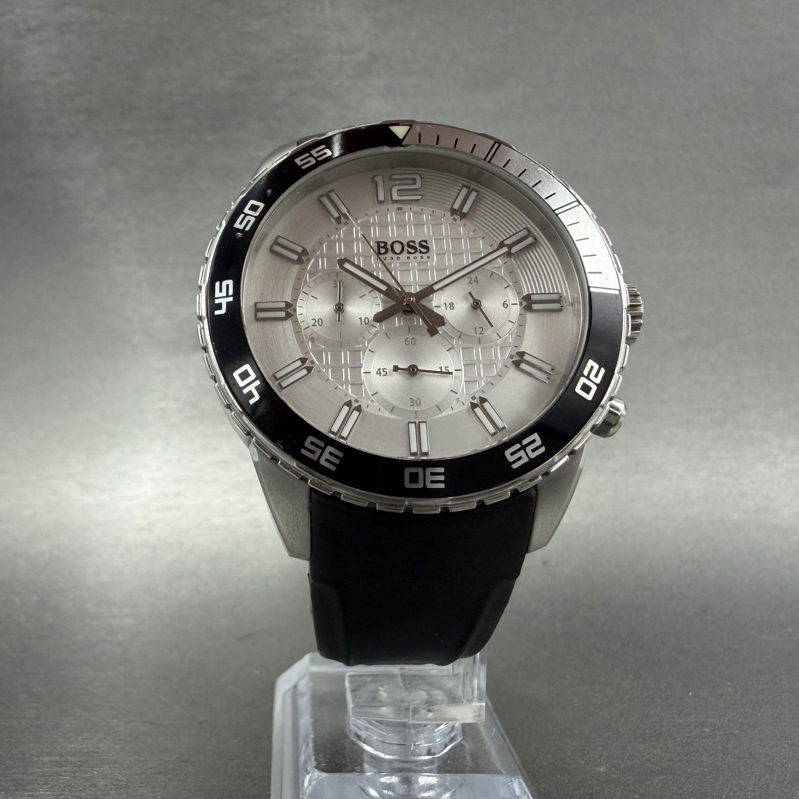 Hugo Boss  Deep Blue Chronograph Watch Men 44mm White Dial Steel Date New Batt5