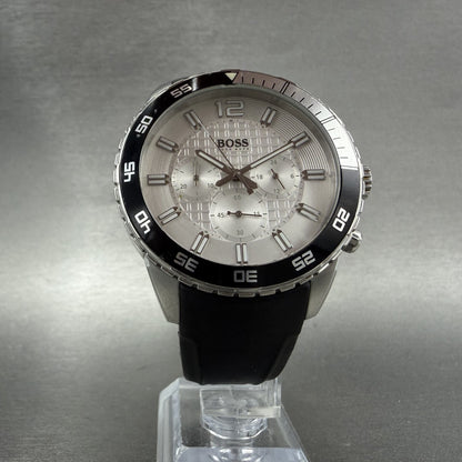 Hugo Boss  Deep Blue Chronograph Watch Men 44mm White Dial Steel Date New Batt5