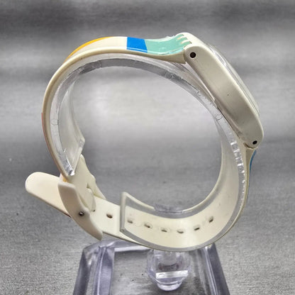 Swatch NAB LIGHT Watch Women Blue Dial White Case Round LW118 New Battery VTG8