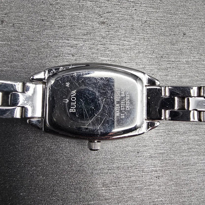 Bulova Watch Women 19mm MOP Dial Silver Tone Gemmed Oval 96T26 New Battery10