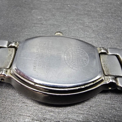 Playboy Watch Men 29mm White Dial Silver Tone Oval New battery MISSING CLASP!!!13
