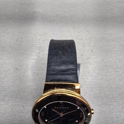 Skagen Leonora Watch Women 34mm Black Dial Gold Tone Round SKW2223 New Battery4