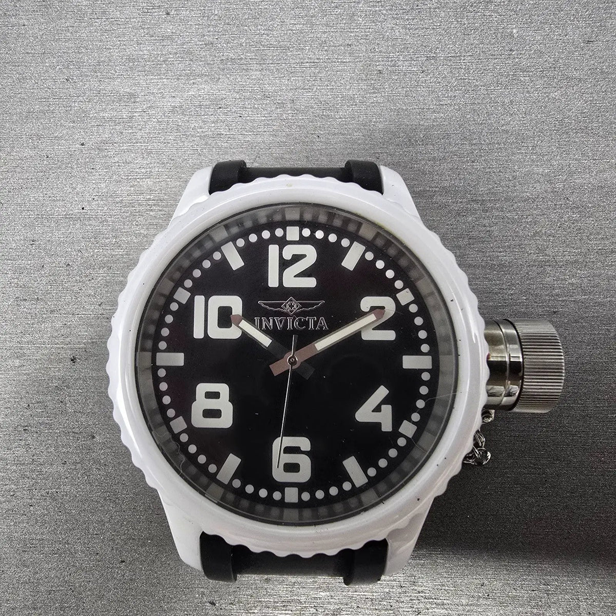 Invicta Russian Diver Watch Men 51mm Black Dial White Ceramic Round 1935 New Bat0