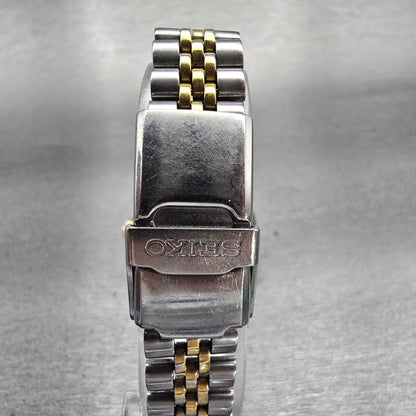 Seiko Sports 150 Watch Women 31mm Gold Dial Two Tone Date 7N82-6A20 New Battery7