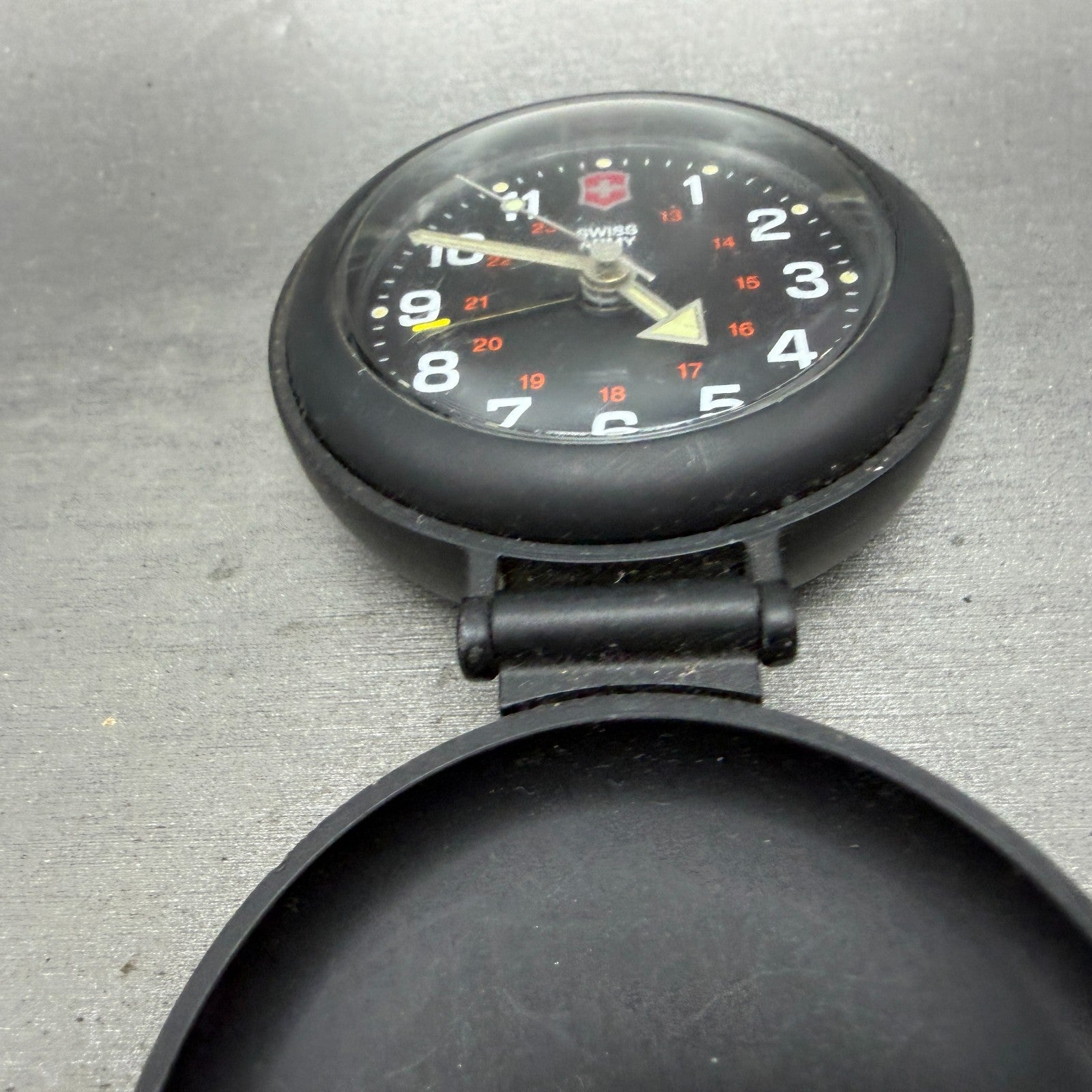 Victorinox Swiss Army Travel Alarm Clock 61mm Black Dial Black Tone PARTS UNTEST7
