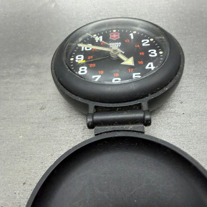 Victorinox Swiss Army Travel Alarm Clock 61mm Black Dial Black Tone PARTS UNTEST7