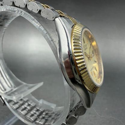 Citizen CQ Watch Women 25mm Champagne Dial Two Tone Daydate 6000-R00413 NewBattC3