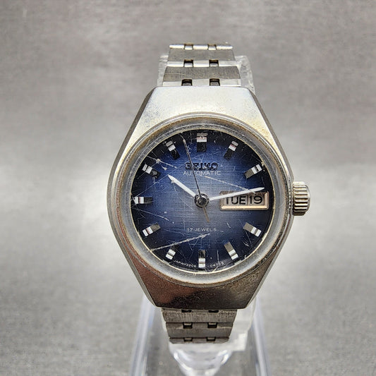 Seiko Automatic Watch Women 24mm Blue Dial Silver Tone Daydate 22060040 Runs0
