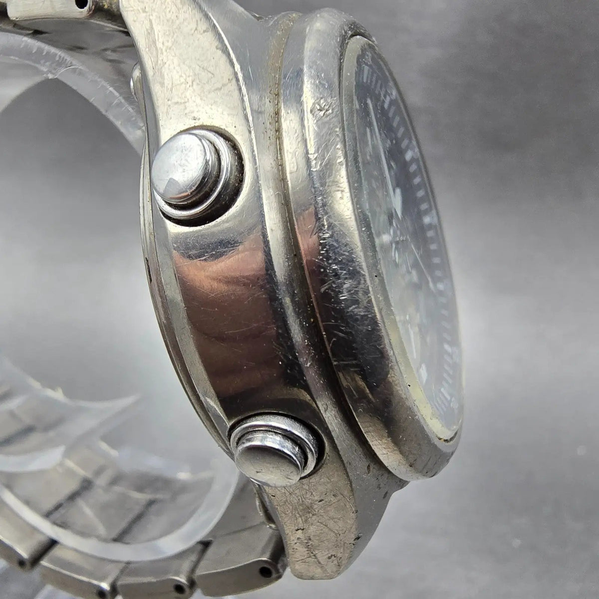 Casio Wave Ceptor WVQ-500 Watch Men 42mm Gray Dial Titanium Alarm Chrono PARTS4