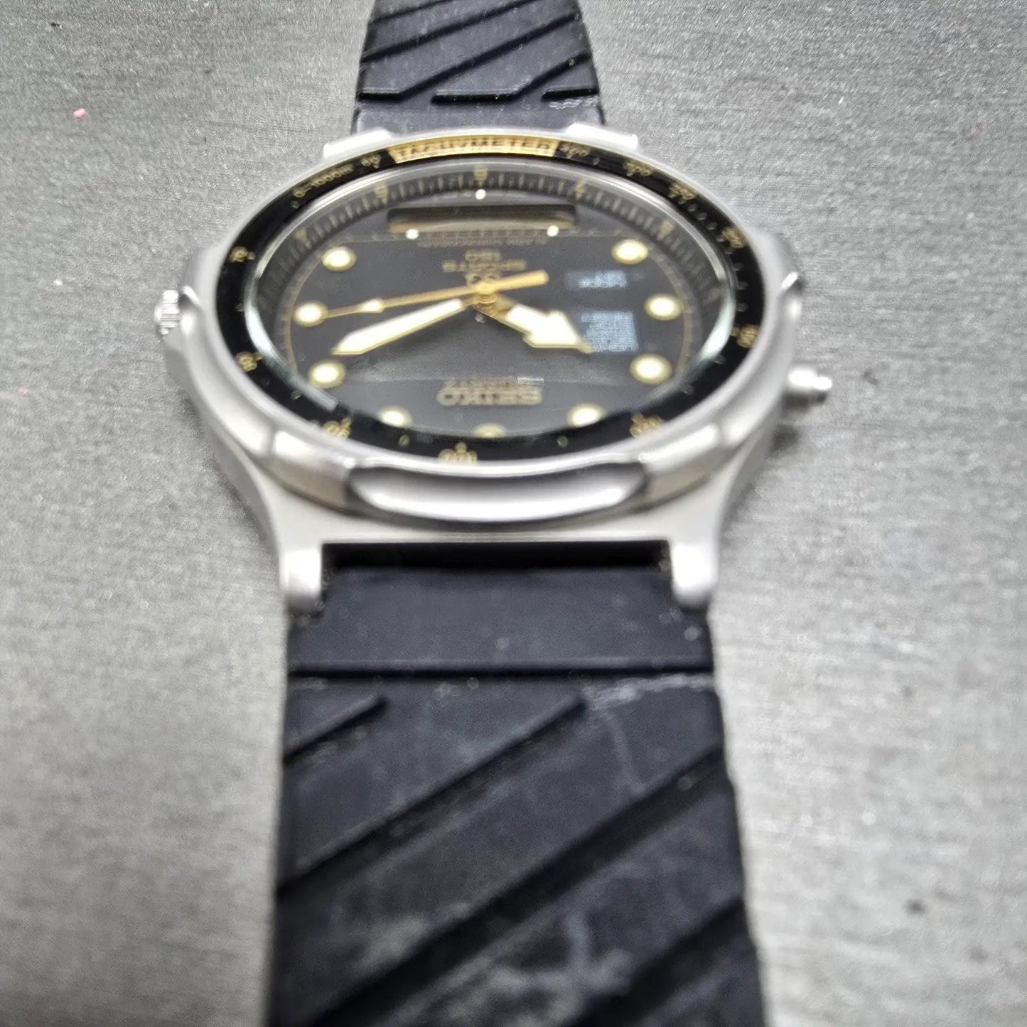 Seiko Sports 150 Ani Digi Dive Watch Men 40mm Black Dial Steel H601-802A PARTS5