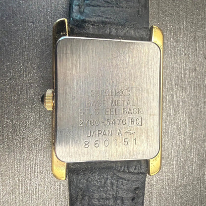 Seiko Tank Watch Women 18mm White Dial Gold Tone Rectangle 2Y00-5470 New Batt10