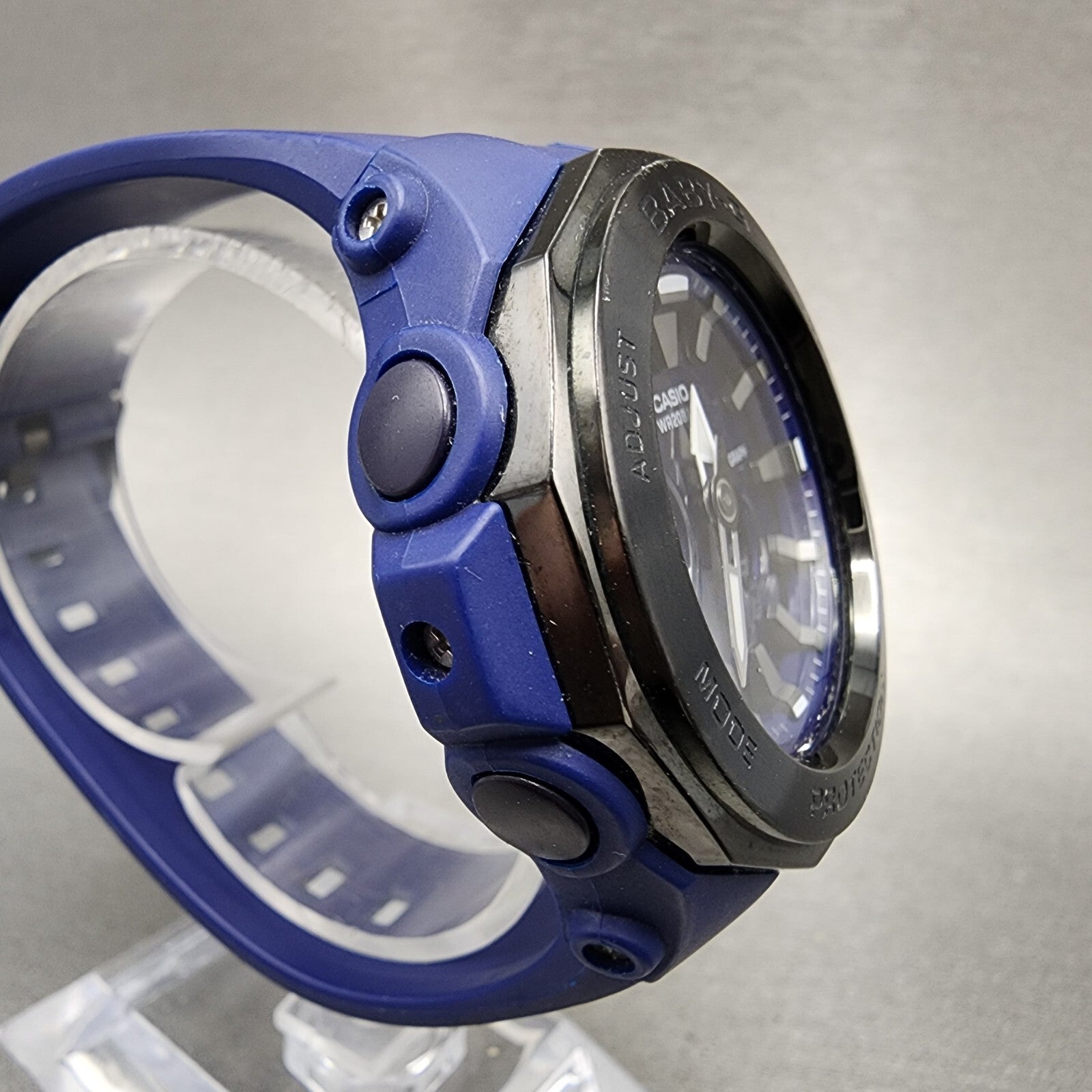 Casio BabyG BGA225G Watch Women 45mm Blue Tone Analog Digital Round New Batt3