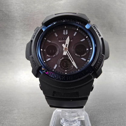 Casio G-Shock AWG-M100A Watch Men 47mm Black Blue Alarm Chrono Solar Works5