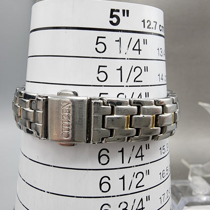 Citizen EcoDrive Watch Women 25mm White Dial Two Tone Date E011S049601 Run10