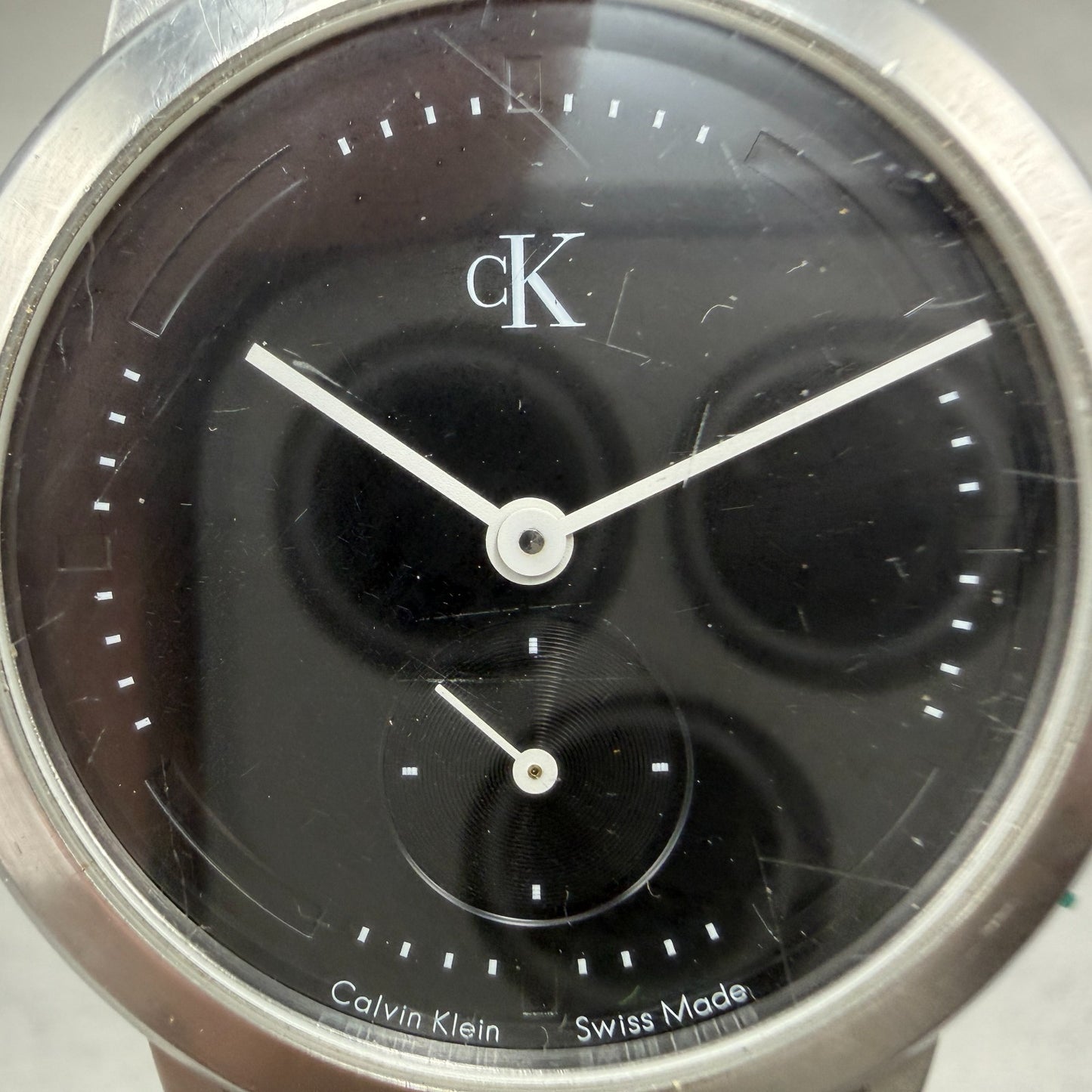 Calvin Klein Watch Men 35mm Black Dial Steel Round K03311 Small Seconds New Batt1