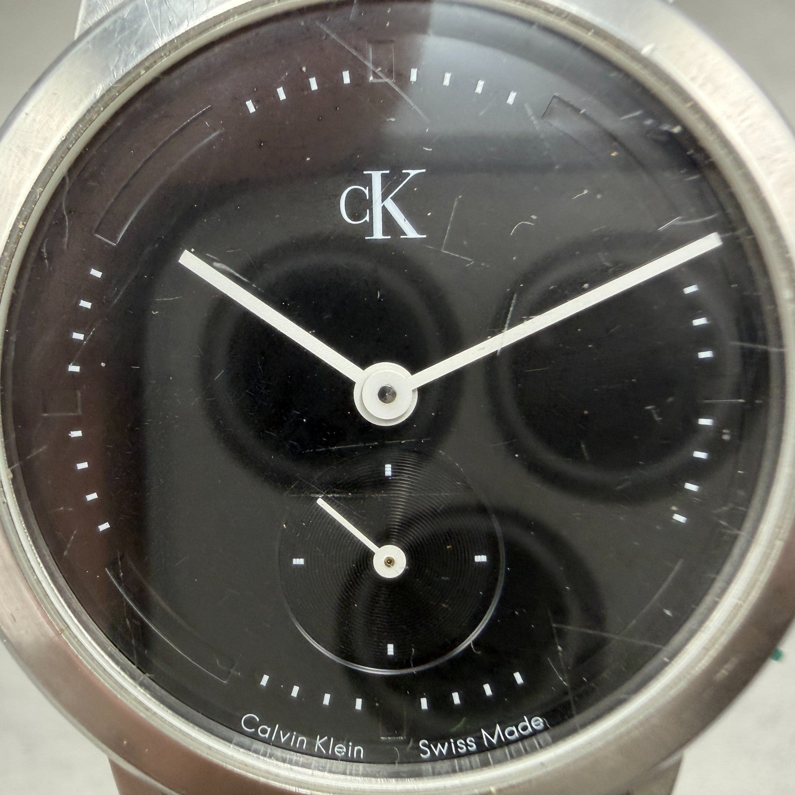 Calvin Klein Watch Men 35mm Black Dial Steel Round K03311 Small Seconds New Batt1