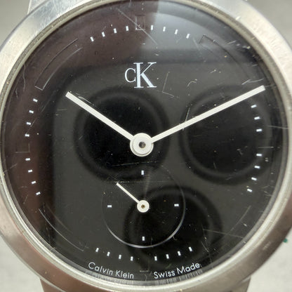 Calvin Klein Watch Men 35mm Black Dial Steel Round K03311 Small Seconds New Batt1