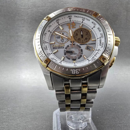 Citizen Eco-Drive Chronograph Watch Men 44mm White Dial Steel Perpetual Calendar5