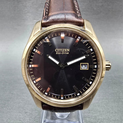 Citizen Eco-Drive Watch Men 40mm Black Dial Rose Gold Tone Date J165-S070937 Run0