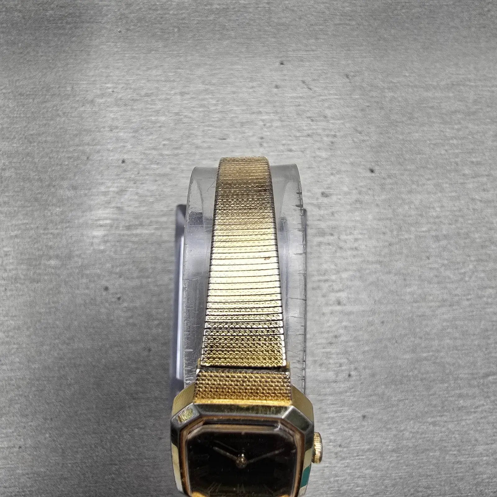 Seiko Watch Women 16mm Black Dial Gold Tone Rectangle 2B20-5019 New Battery VTG4
