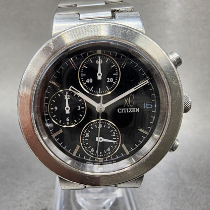 Citizen XC Chronograph Watch Women 34mm Black Dial Silver Tone Date NewBat READ!1