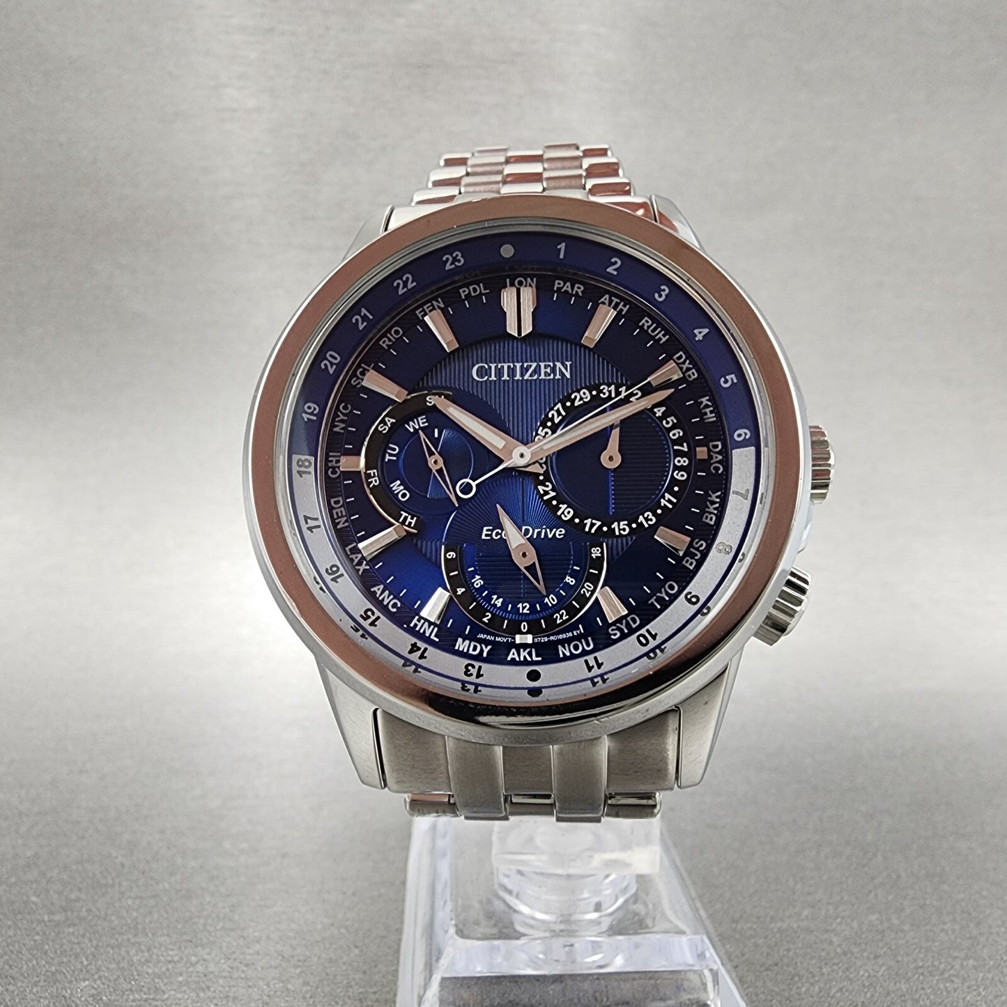 Citizen EcoDrive Calendrier Watch Men 44mm Blue Dial Steel Daydate Round BU20215